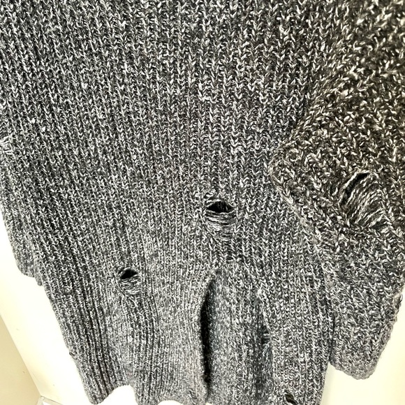 Long Black Knit Sweater with Slit in the front and distressed holes - Small - Picture 9 of 11